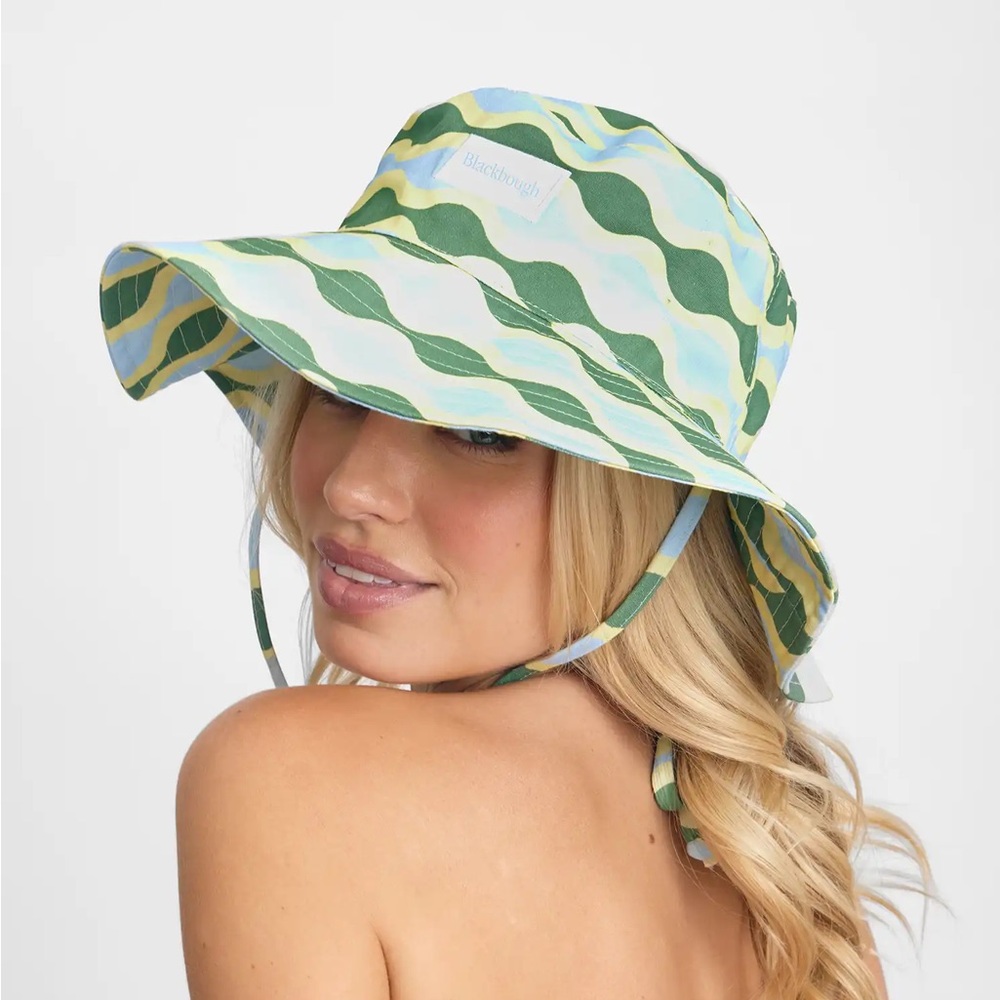 Blackbough | Floppy Bucket Hat in Match Point (Blue/Green/Yellow Retro Waves)